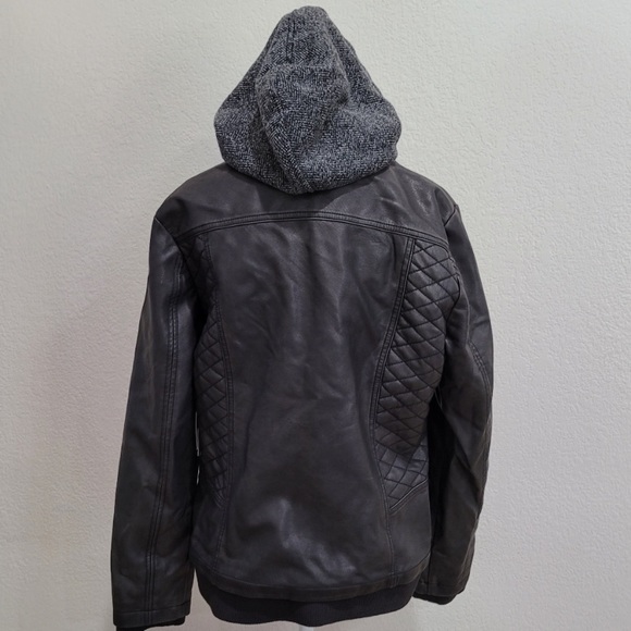 MoKa Jackets & Coats Moka Meriam Knit Hooded Faux Leather Jacket